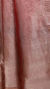 Pink Crushed Tissue Silk Saree